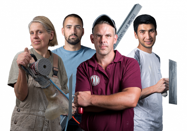 natuursteenbewerker, dekvloerenlegger, plafond- en wandmonteur en stukadoor